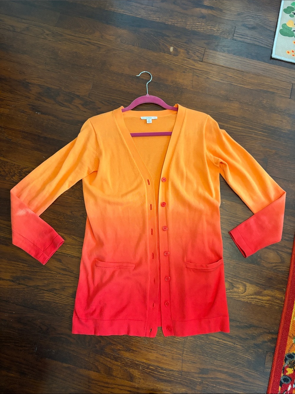 Isaac Mizrahi Orange to Red Ombre Cardigan